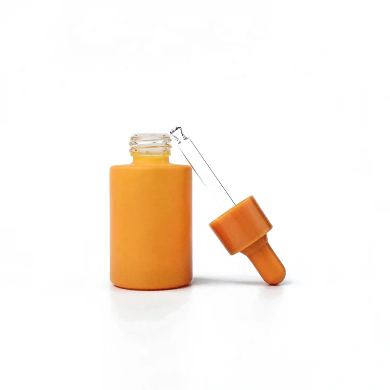 Essential Oil Dropper Glass Bottle 1oz Flat Shoulder 30ml Serum Dropper Bottle With Colorful Cap for Hail Oil Packing