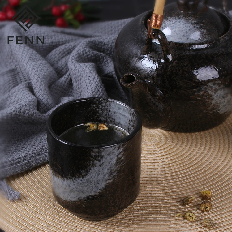 product fenn wholesale restaurant used vintage black japanese porcelain custom tea set tea pot sets with tea cup for hotel-59