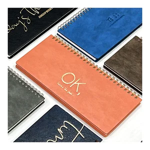 2026 Personalized Spiral Ring Planner Calendar Gold Foil Weekly Agenda Notebook PU Leather Customizable Multi-Size Desk Stand