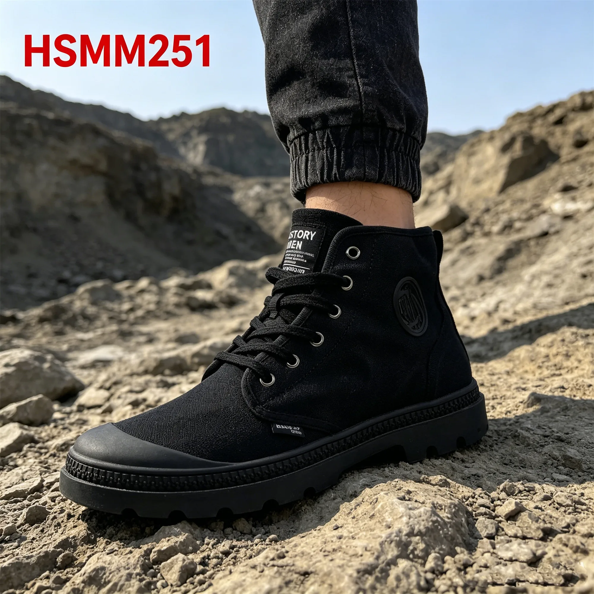 ZYF, Bot Tempur Taktis Gobi untuk Hiking—Kain Kanvas Anti-robek, Sol Karet Kokoh untuk Latihan Keselamatan, Bot Pertempuran Luar Ruangan, Model HSM251