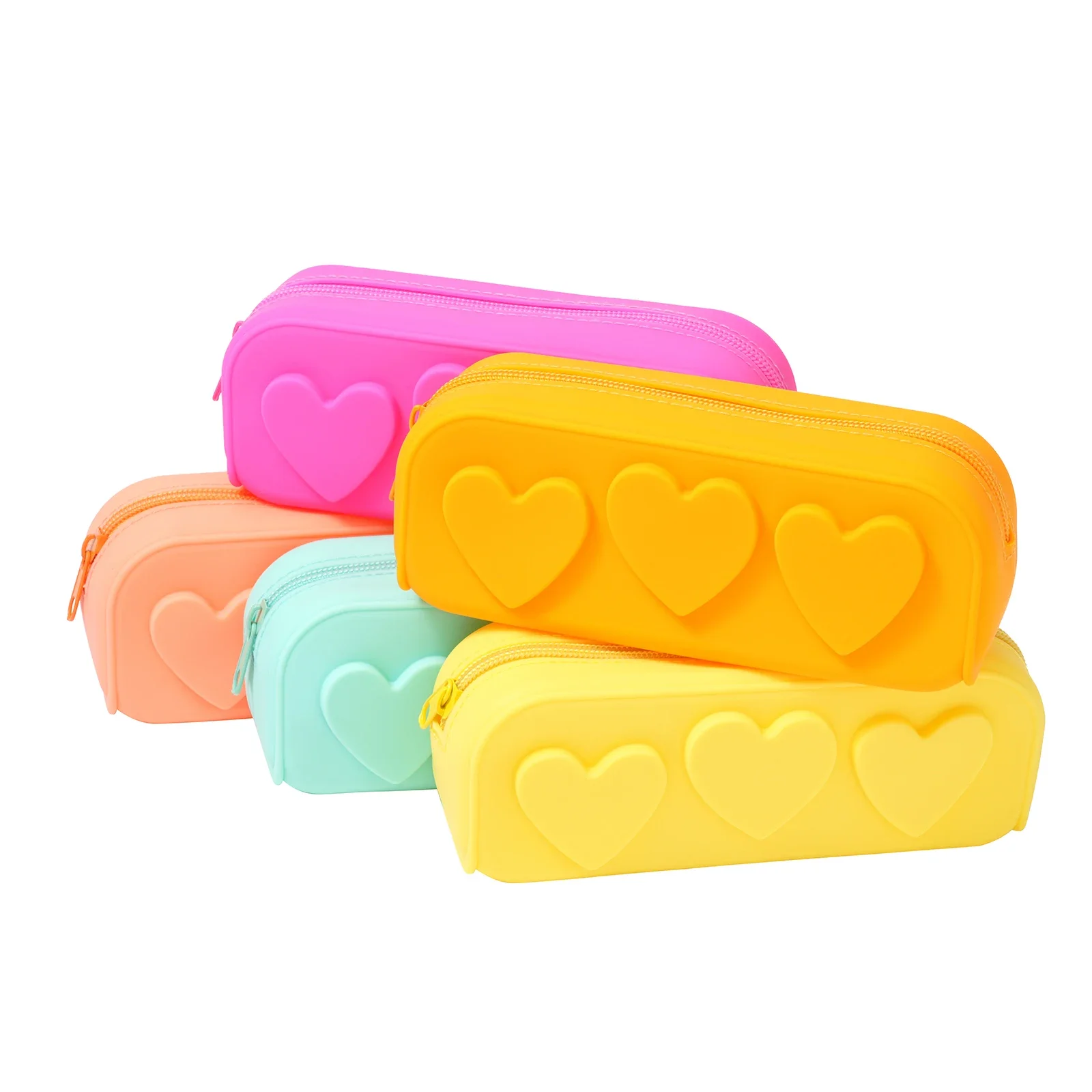 Custom Zipper Silicone Beautiful Kawaii Cute 3D Small School Kid Girl's Cute Pencil Case Coin Purse Cosmetic Makeup Bag Box