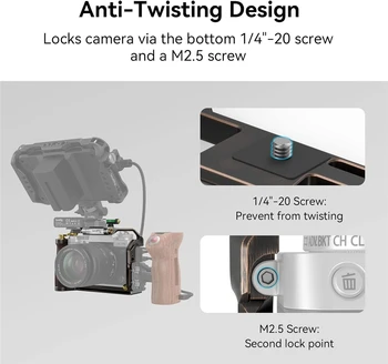 SmallRig X-T5 Retro Cage for FUJIFILM X-T5, with Hot Shoe Cover with a Bubble Level, 3/8"-16 Locating Holes for ARRI, Included detail image