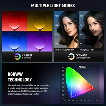 NEEWER CB100C 130W RGB LED Video Light Full Color 2700K-6500K Silent Continuous Output Bowens Mount for Photographic Lighting detail image