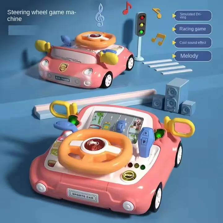 Multi Function Functional Electric Traffic Steering Wheel Car Simulation Early Education Driving Baby Car Toy with Light Music