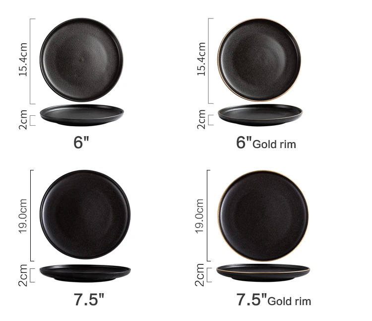 Wholesale Customized Ceramic Dinner Plate 6 8 9 10.5 Inch Round Matte