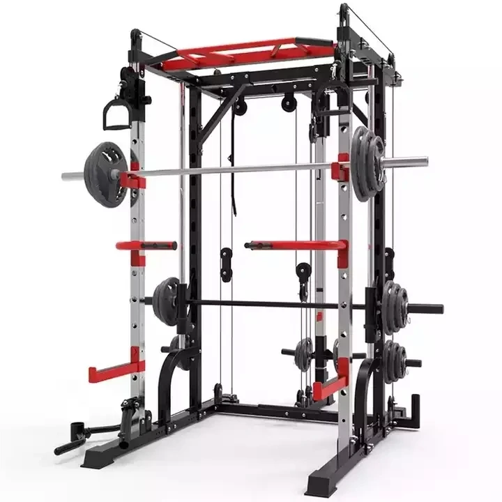 Home Body Building Cable Crossover Multifunctional Power Cage Squat Rack With Weight Lifting Training Gym Smith Machine