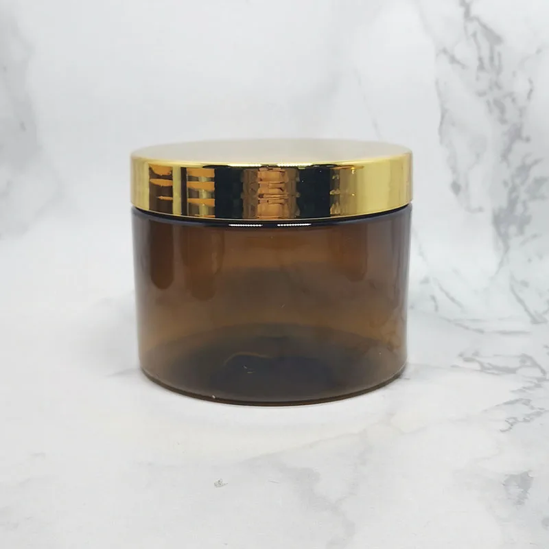 hair pomade round cosmetics 500ml gold lid plastic black pet jar