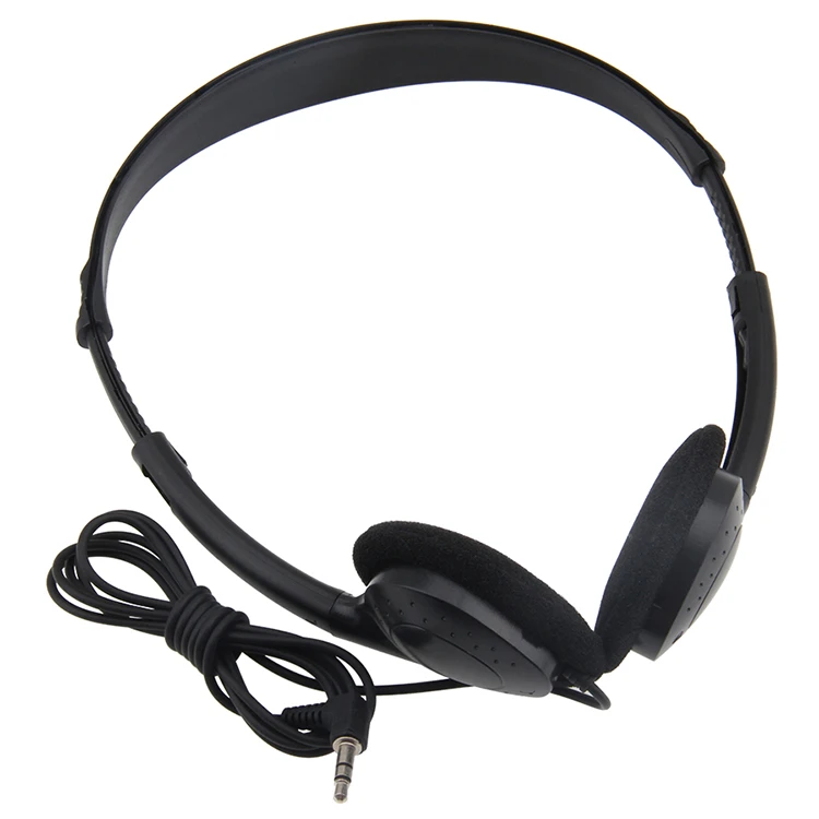 Free Sample Over Ear Wired Headset 3.5mm Plug 180 Degree Rotating Airline Disposable Sports 1.2M Cord Headphone
