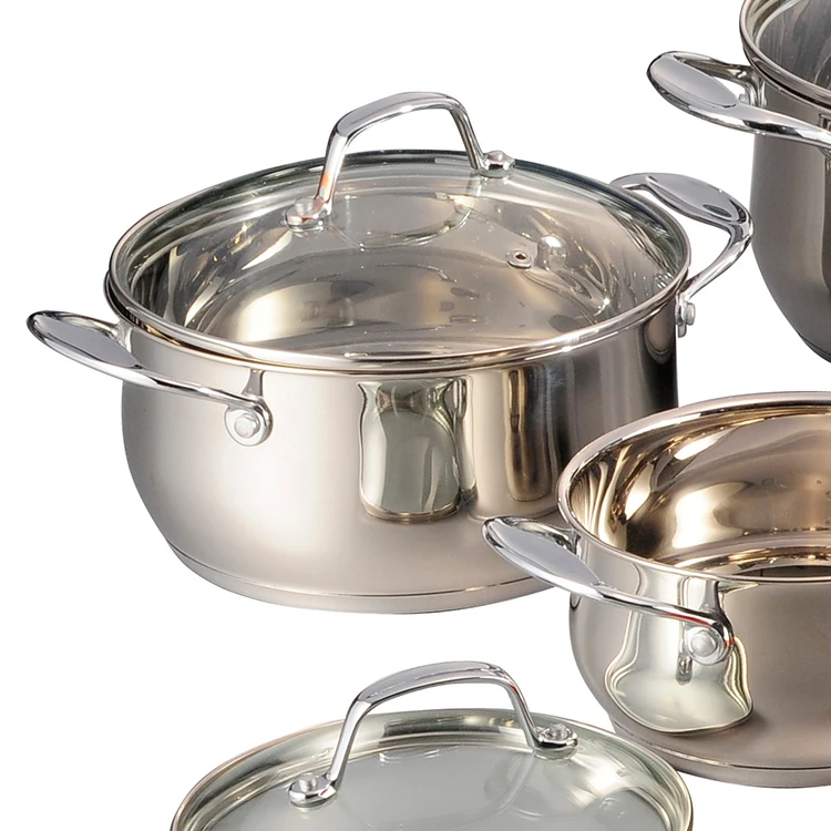 High Quality Double Handle Cooking Pots Luxury Stainless Steel Induction Cookware Sets factory