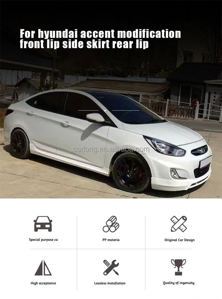 Car body kit For Hyundai Accent 2011 2012 Front lip Side Skirt Rear lip Exterior Kits Assembly Accessory Auto Covering Systems Alibaba