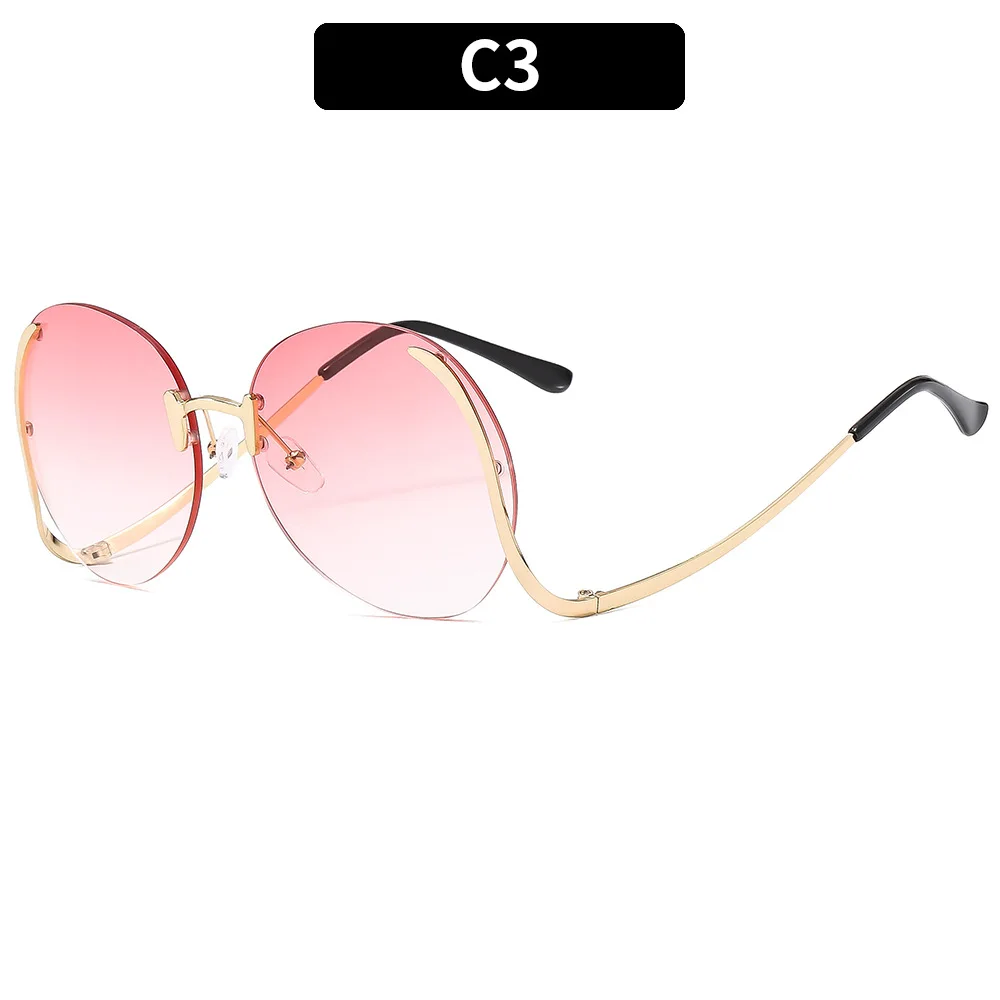 2025 Chic Gradient Lens Oversized Oval Rimless Sunglasses  display picture 2