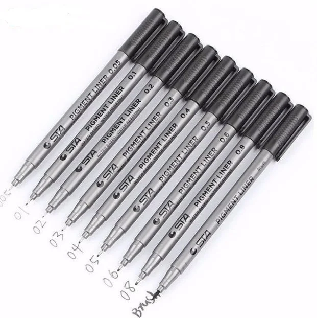 Sta Micro-Pens Fineliner Pens Black Drawing Pen for Sketching