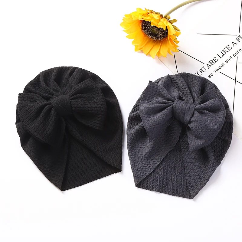 Милая шапка без козырька с бантом, однотонные головные уборы для новорожденных, шапки с узлом, мягкая шапка-тюрбан с милым бантом карамельных цветов, детская шапка для мальчиков и девочек