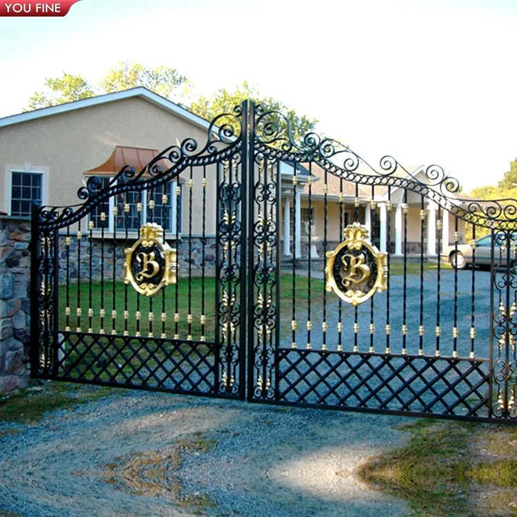Luxury Decorative Wrought Iron Gate Exterior Double Gate