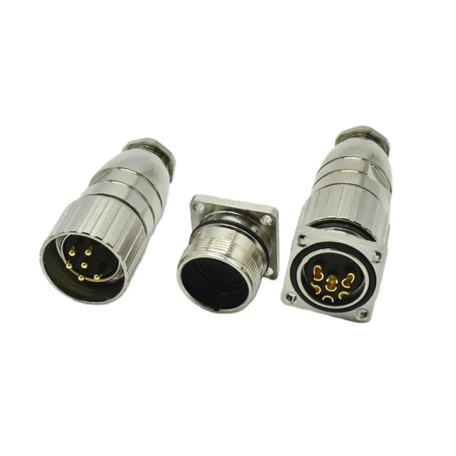 M23 Waterproof Power 6pin Male Plug and Female Socket Amphenol Connector