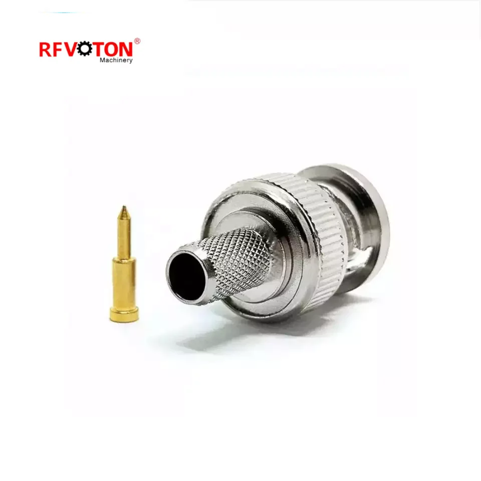 BNC Male Connector Crimp Coaxial Cable RG59 for 3G HD / SDI / CCTV rf connector manufacture