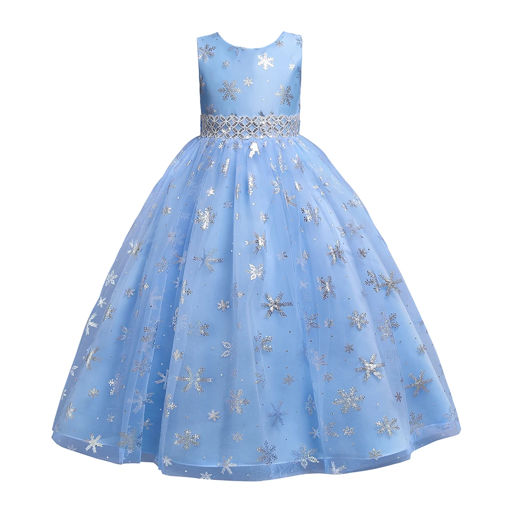 Korean Style Snowflake Pattern Princess Girls Birthday Dresses   Purple Girl Wedding Dress  Grace Birthday Dress  for 12 Years
