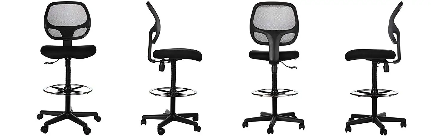 Bank Center Black Mesh Armless Ergonomic Office Desk Stool