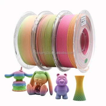 Yuanyang Factory's Customizable 1.75mm Matte Rainbow PLA Filament High-Speed Strong Toughness 3D Printing Plastic Rods