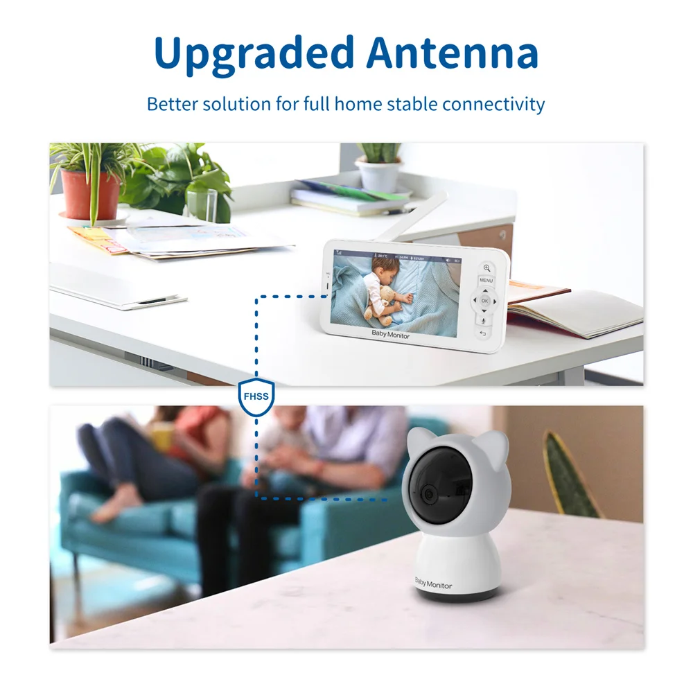 5'' HD 1080p Wifi Smart Home Wireless Two-Way Talk Pan-tilt Baby 5 Indoor Surveillance Baby Monitor Support SD Memory Card