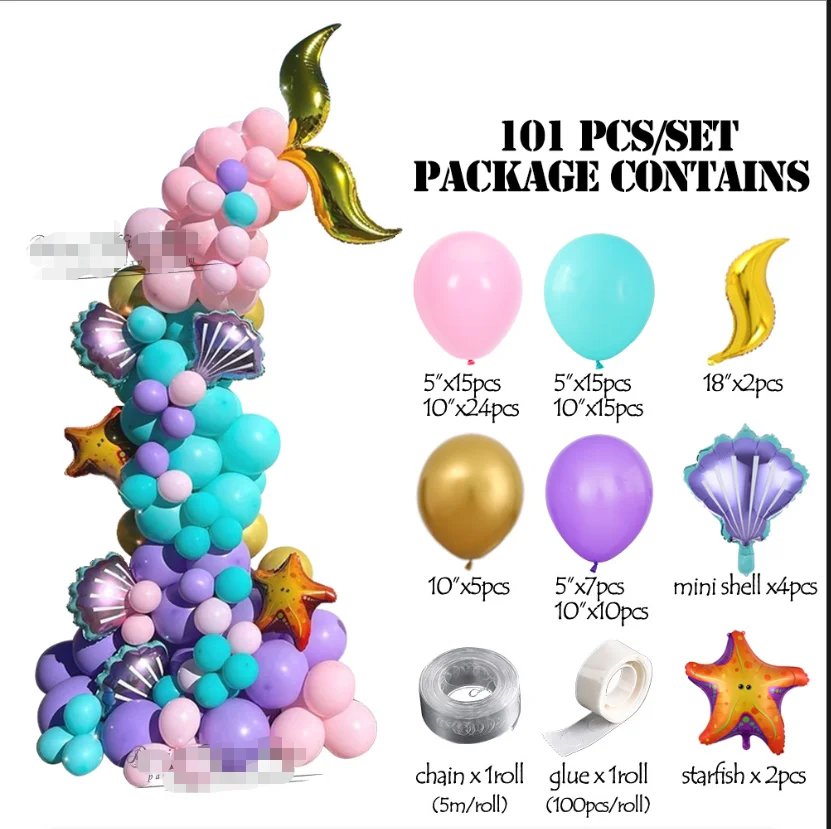 Mermaid Balloon Garland Kit Mermaid Tail Balloons Arch For Girl