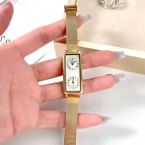 2026 New Design Women's Quartz Watch with Two Dials Stainless Steel Strap Fashionable Simple Personalized Gift Watch for Women
