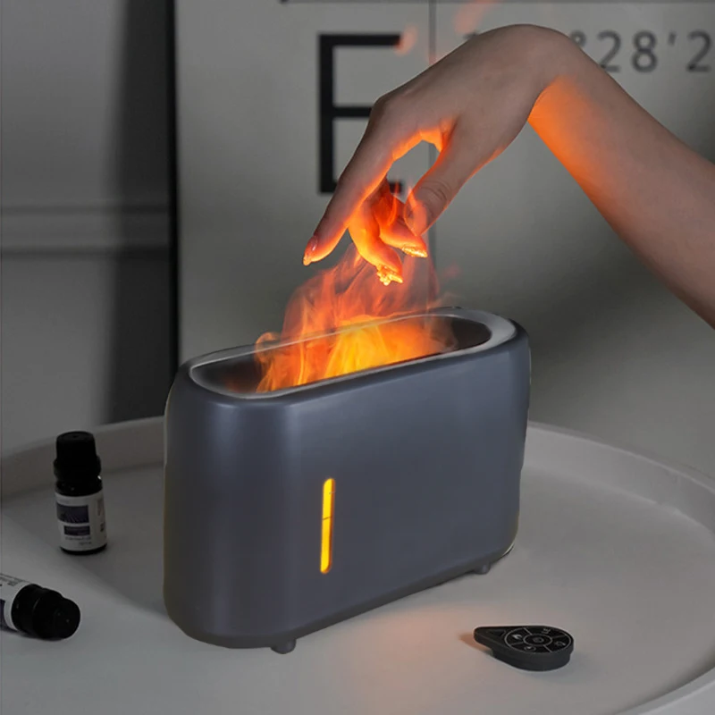 Flame Aroma Diffuser with Fire Effect LED Light 200mL Cool Mist USB Humidifier Essential Oil Diffuser