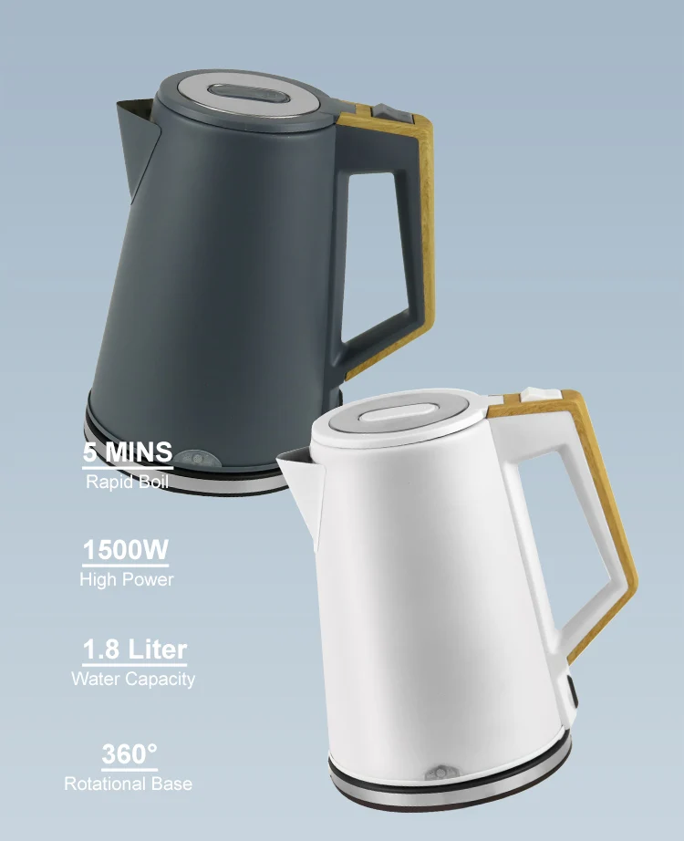 1.5l Electric Kettle Rapid Boil With Wooden Handle Stainless Steel