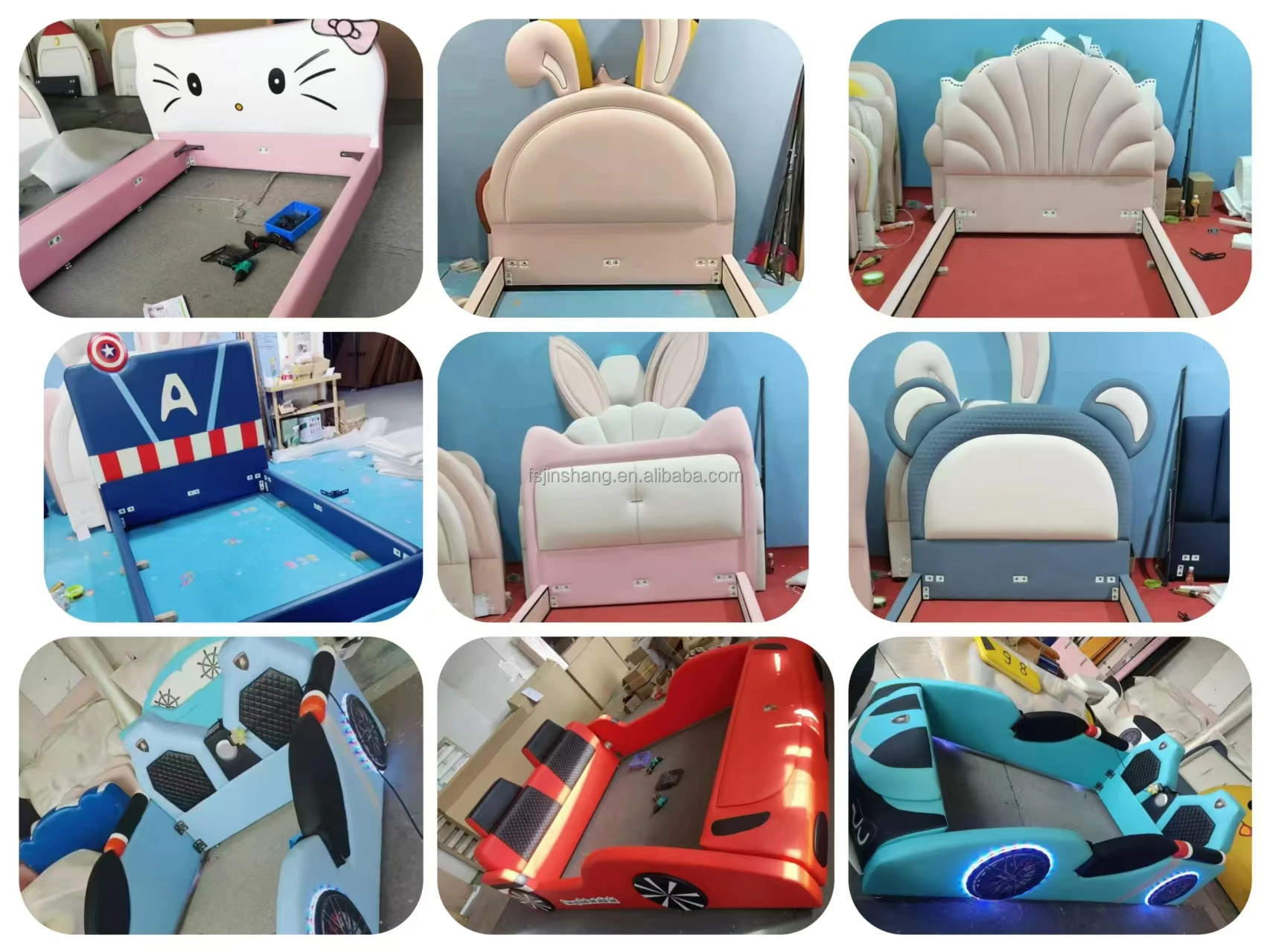 JS FURNITURE New Design Kids Double Bed for Children Bedroom Furniture  Kids Helicopter Bed With Modern Slide and Stairs