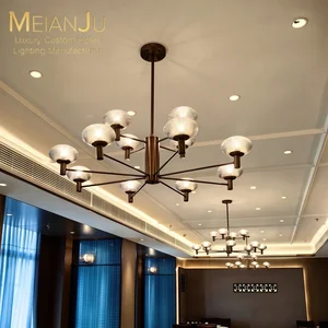 Luxury Large Scale Architectural Lighting Premium High Quality Tapered Glass Shade Chandelier for Hotel Villa Dining Residential