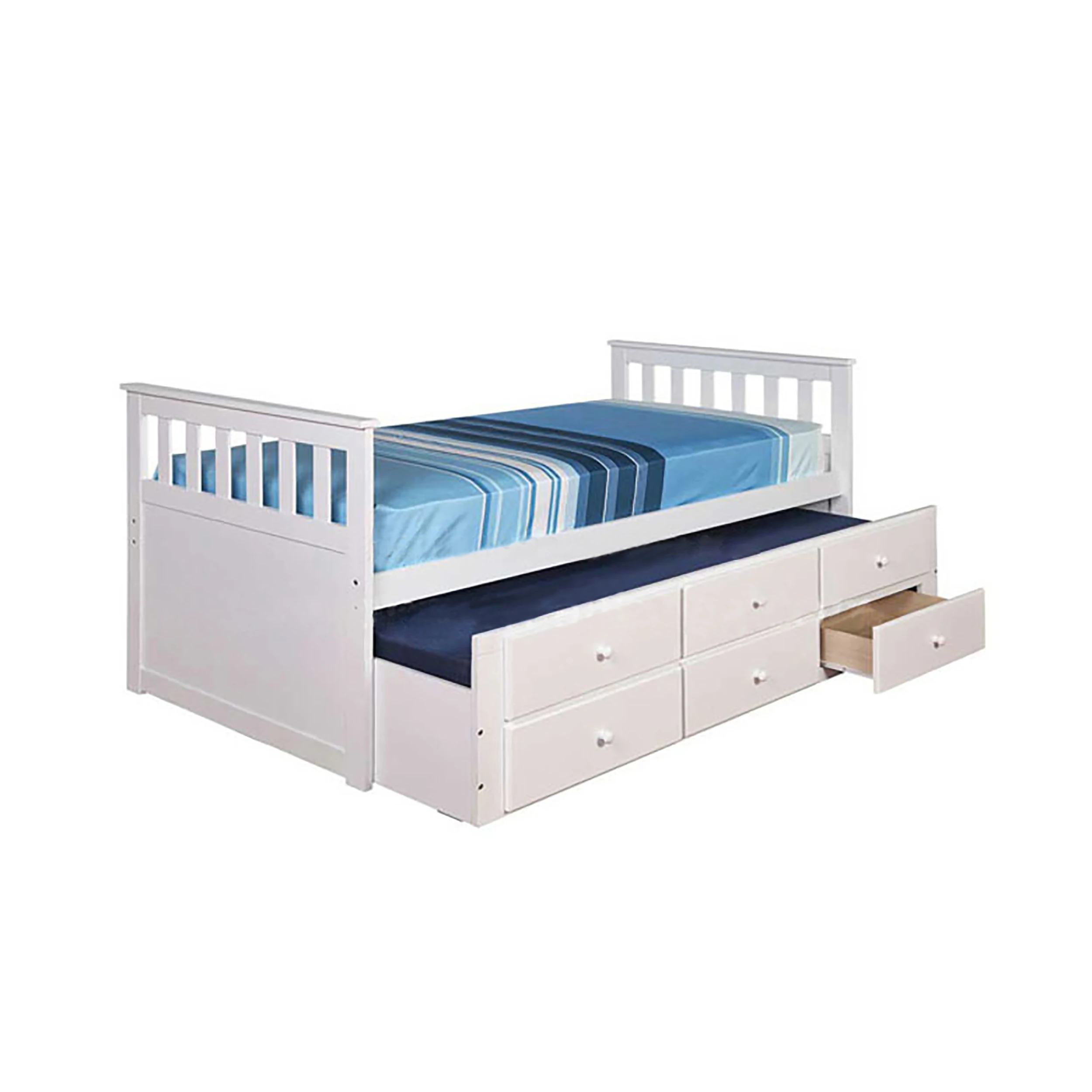 Cheap White Wood Single Bed With Trundle Drawer Buy Single Bed With