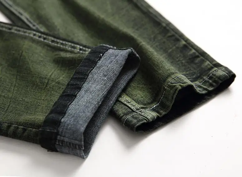 New Gray Green Mens Jeans Fashion Classic Style Elastic Straight Slim Denim Trousers High Elastic Skinny Jeans For Male