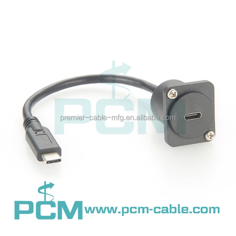 USB-C D Type Panel Mount Connector with 3ft Cable factory