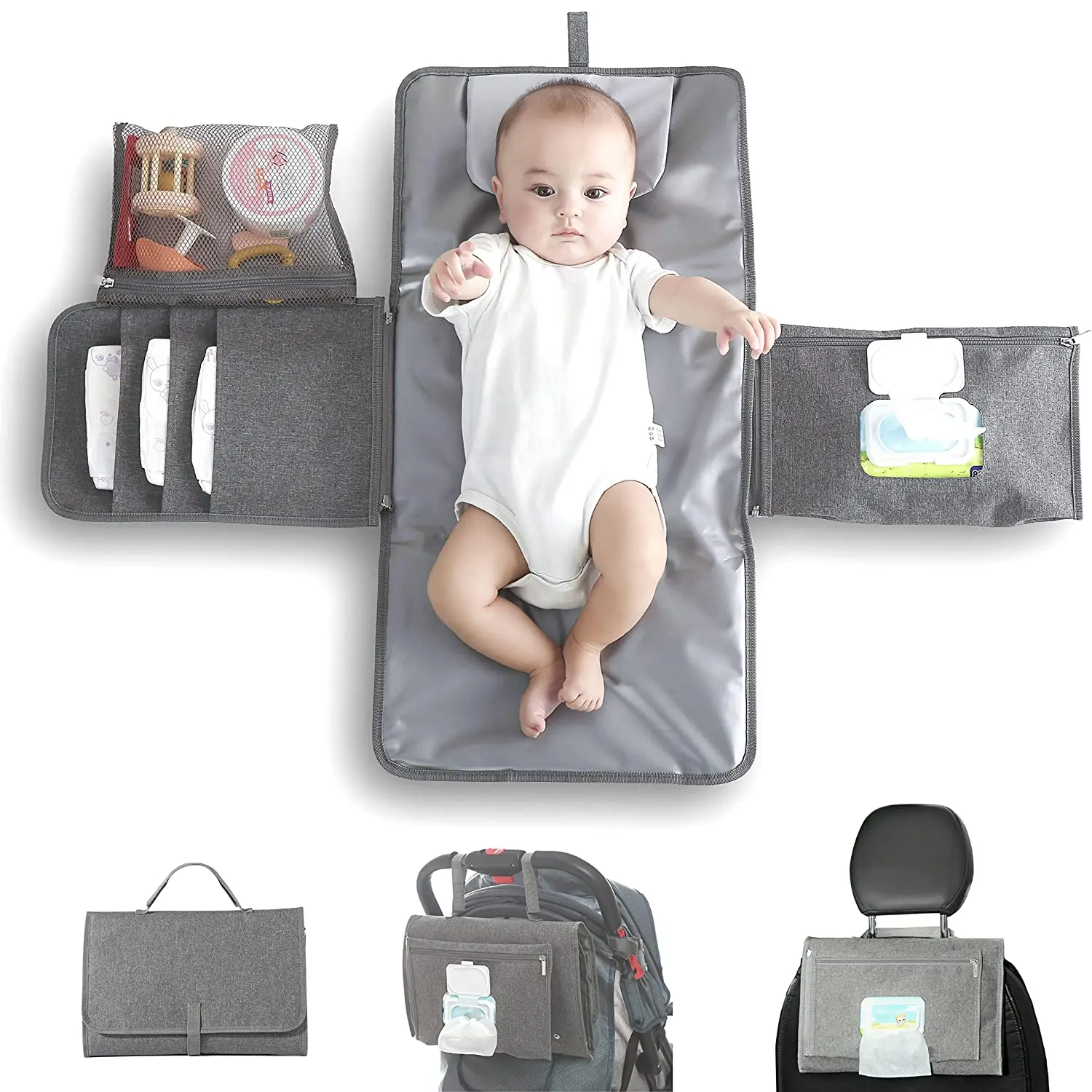 Baby Portable Changing Pad For Diaper Bag Wipeable Waterproof Newborn ...