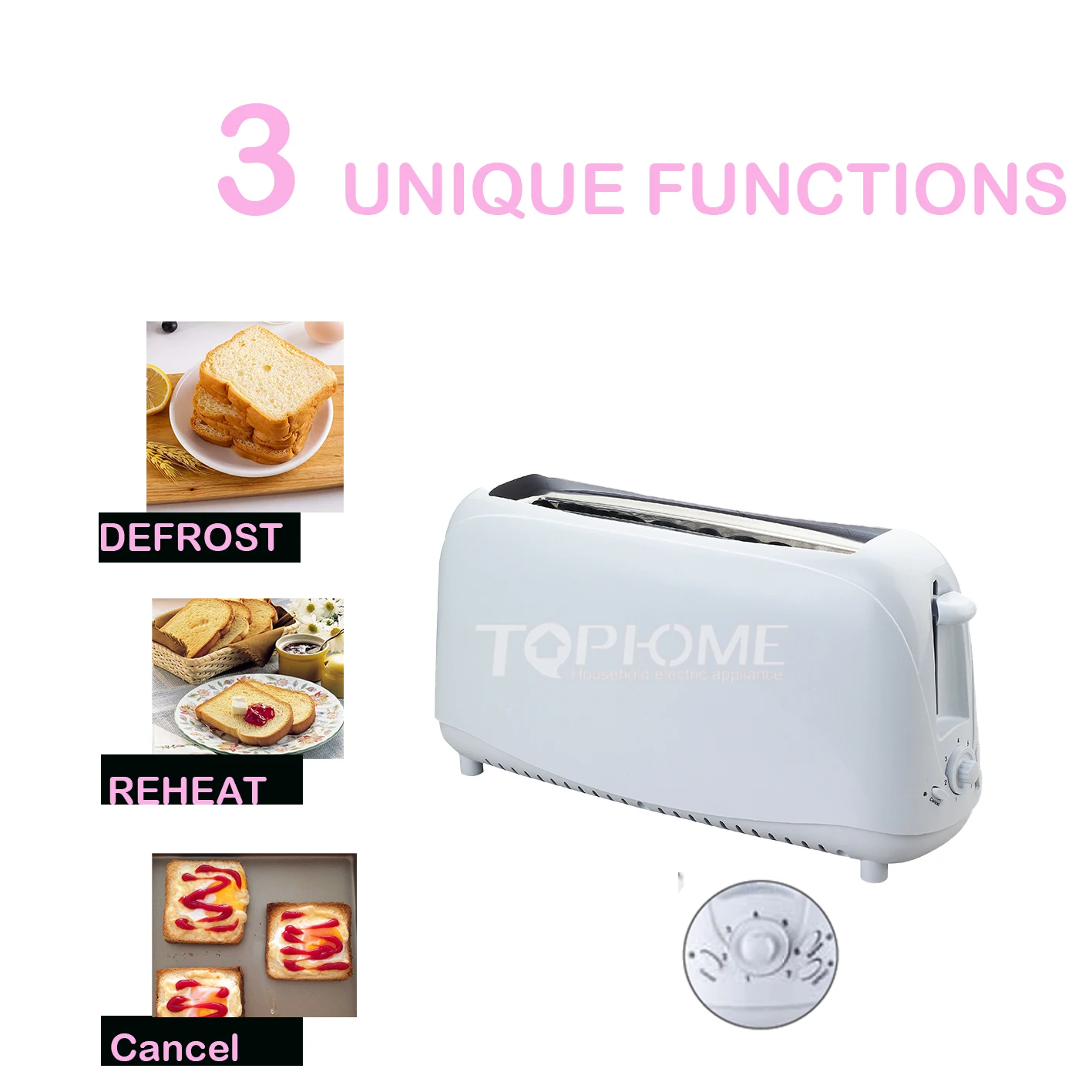 Long Slot 2 Slice Electric Household Toaster - Image 3