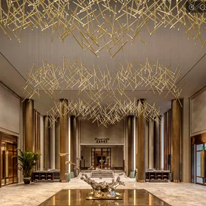 ECOJAS Creative Design Fashion High-end Chandelier Dining Room Bedroom Light Luxury Metal Tube Inclined Chandelier