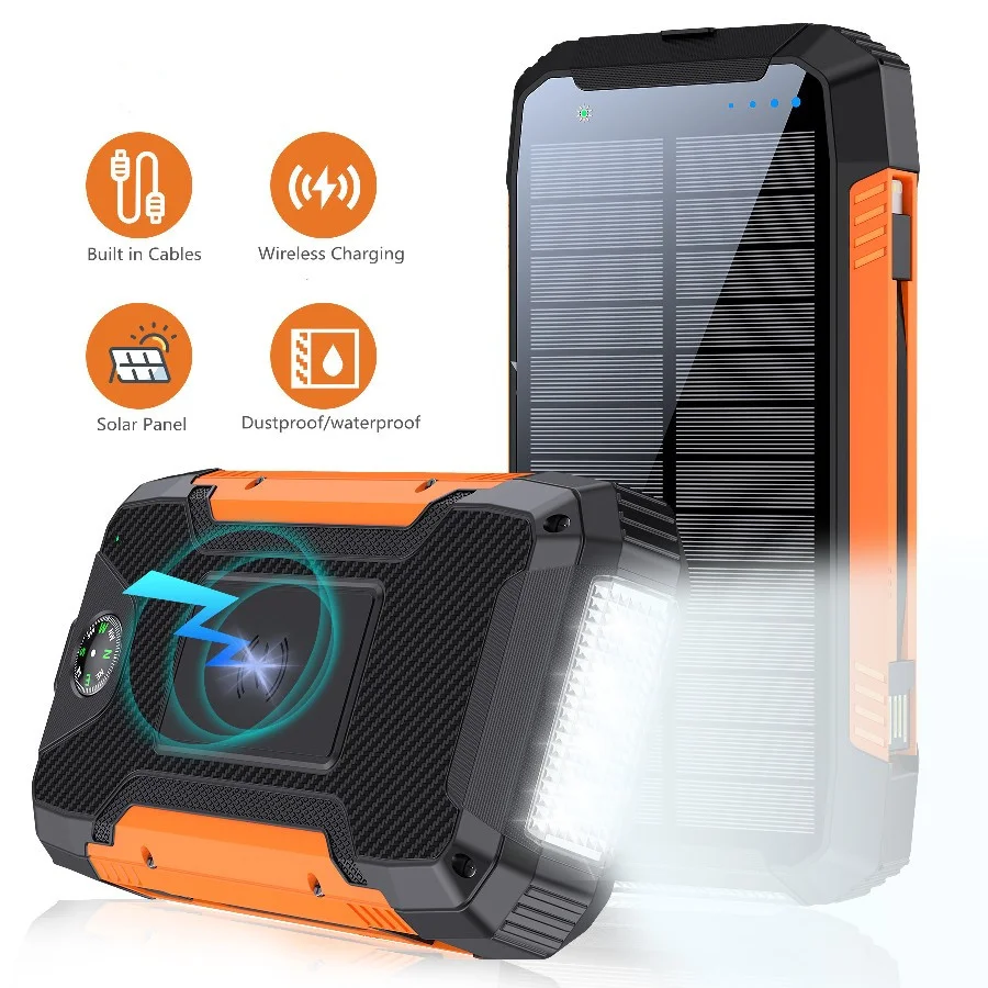 New 2023 Trending Wireless Camping Solar Cell Power Bank 50000mah ...