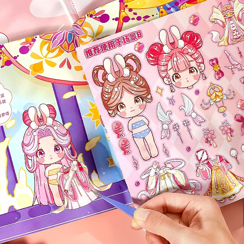 Simno Kawaii Borderless Die Cut Stickers Chinese Style Cute Girl Reusable Dress up Stickers Book