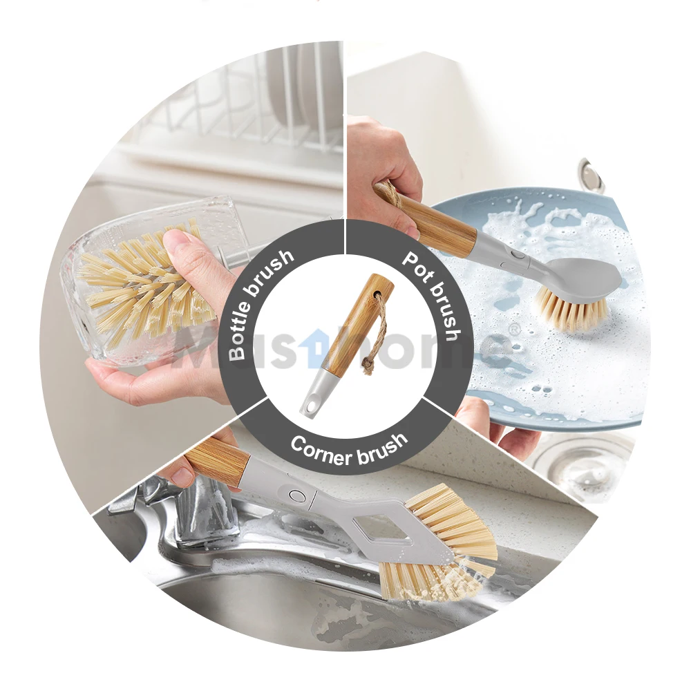 Masthome 4 In 1 Multifunctional Cleaning Brush Set Pet Bamboo Material
