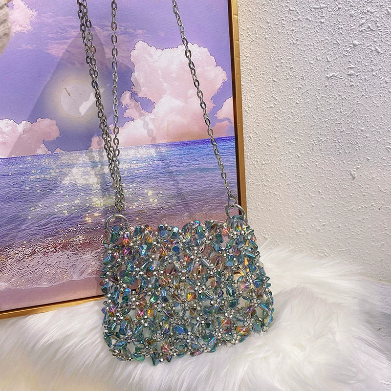 Colorful Stone Blingbling Handmade Crystal Beaded Bag
