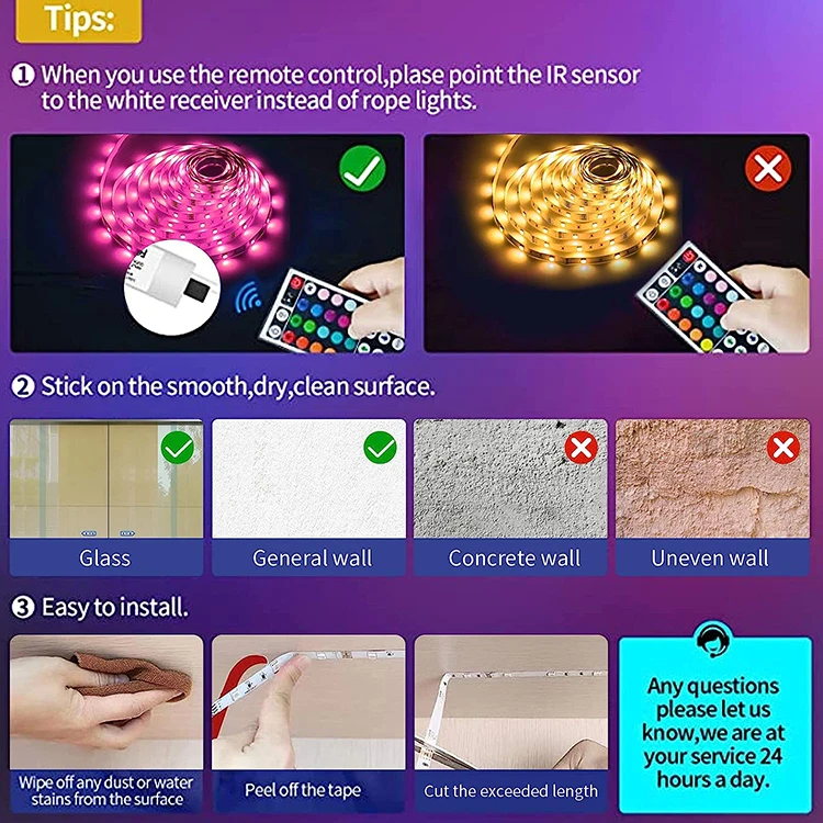 Rgb Led Strip Light Smd5050 With Remote And App Control Rgb Strip