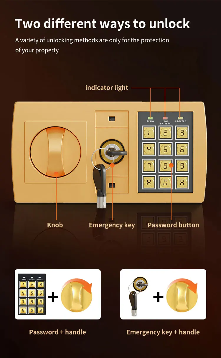 CEQSAFE Digital Safe Box Steel Safes Money Bank Small Household Password Key Safety Security Box manufacture