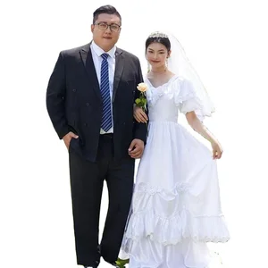 Top Fashion Oversized Custom Men's Black Plus Size 3 Pieces Double Breasted Anti-Wrinkle Formal Groom Wedding Suit