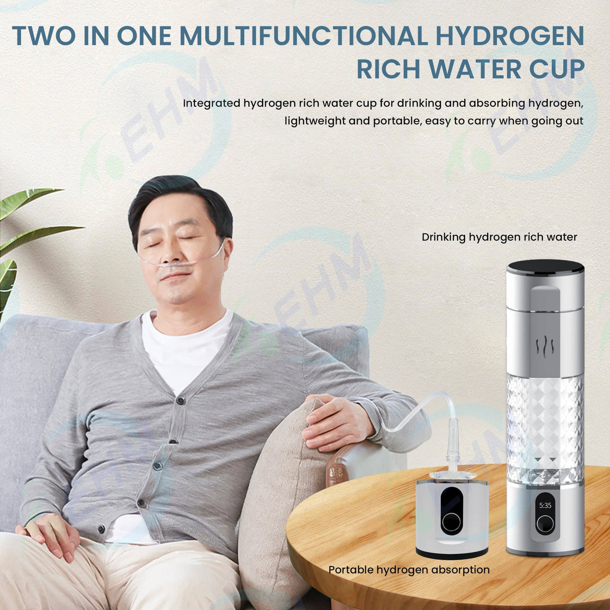 SPE PEM Tech High Concentration 5000ppb H2 Rich Hydrogen Water Bottle Portable