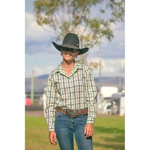 Women slim fit lightweight plaid Cotton Country Shirt 100% cotton long sleeves cotton/Linen long sleeve Western arena shirt