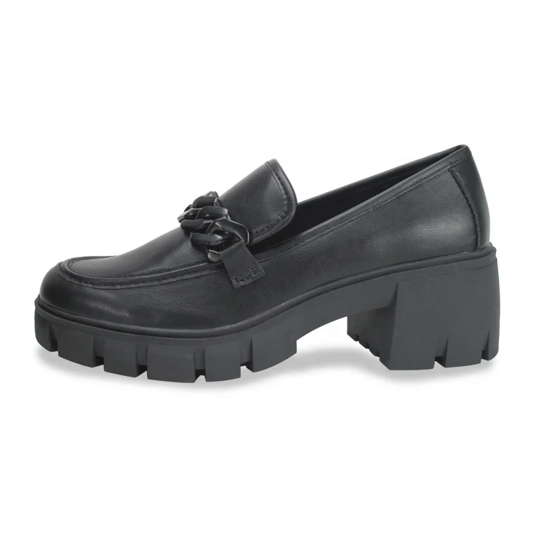 New pantshoes customized shoes black PU students Slip-On school shoes for girls