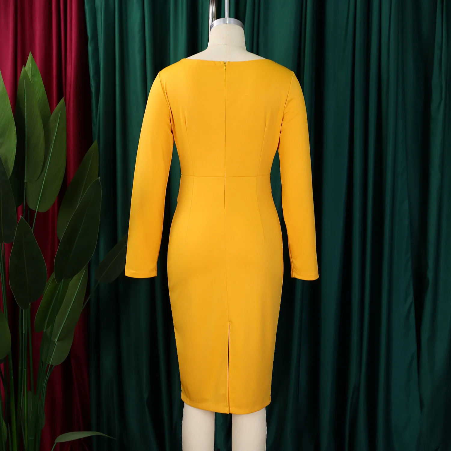 blue dress for baby girl Red Long Sleeve Bodycon Dress – AX Paris US main image 1