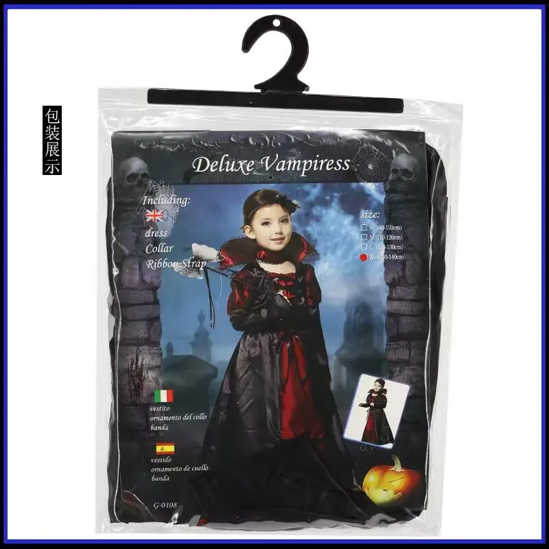 Fashion Kids Girls Eco-friendly Gothic Vampiress TV & Movie Halloween Cosplay Dresses Costume
