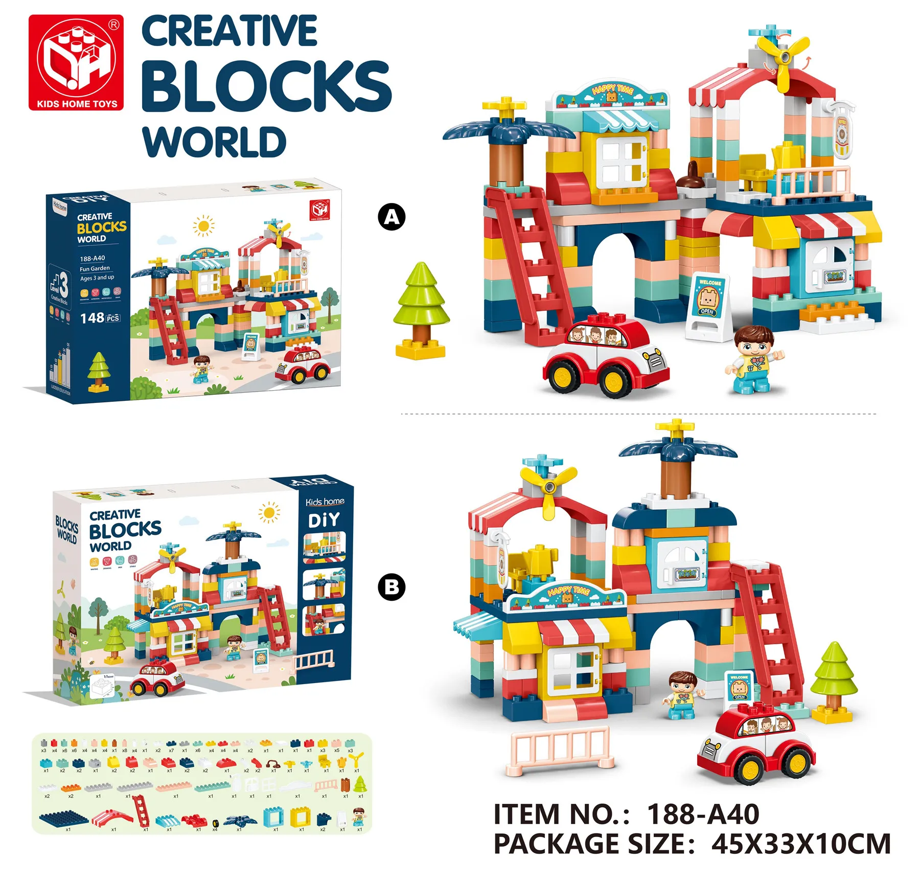 Factory New DIY Toy Building Block Space Set Multifunctional Education Plastic with House Creative Building Kids Storage Box ABS