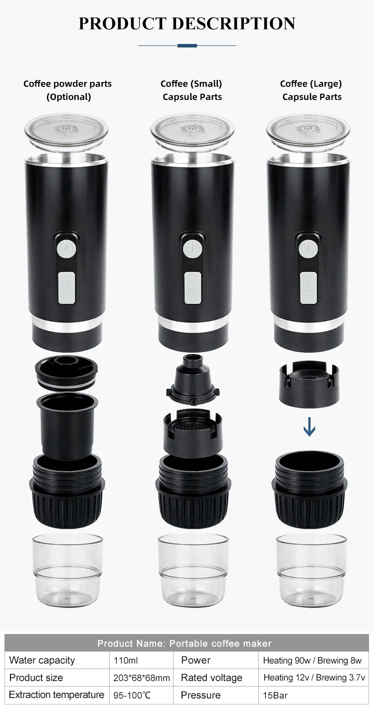 Multifunctional Portable Mini Coffee Maker 12v Usb Car Espresso Machine